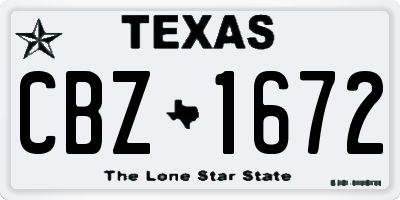 TX license plate CBZ1672