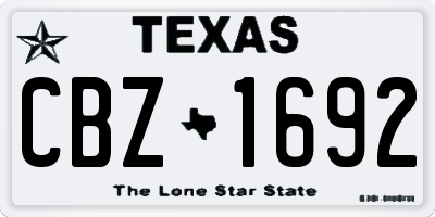 TX license plate CBZ1692