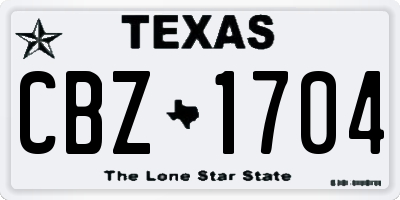 TX license plate CBZ1704