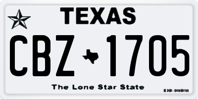 TX license plate CBZ1705
