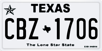 TX license plate CBZ1706