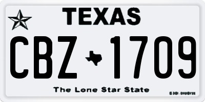 TX license plate CBZ1709