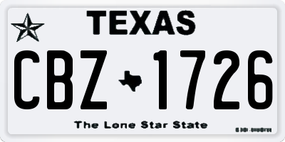 TX license plate CBZ1726