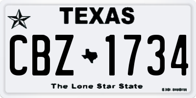TX license plate CBZ1734