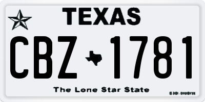 TX license plate CBZ1781