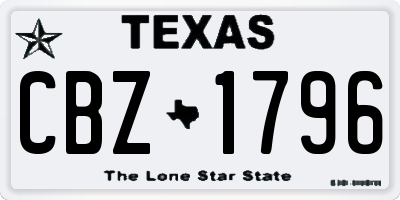 TX license plate CBZ1796