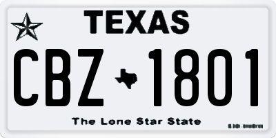 TX license plate CBZ1801