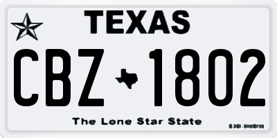 TX license plate CBZ1802
