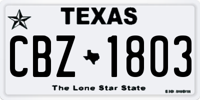 TX license plate CBZ1803