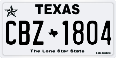 TX license plate CBZ1804