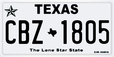 TX license plate CBZ1805