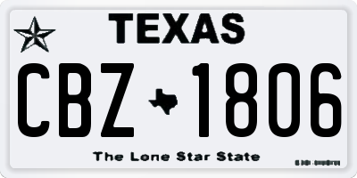 TX license plate CBZ1806