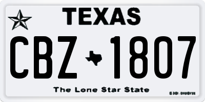 TX license plate CBZ1807