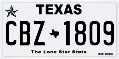 TX license plate CBZ1809