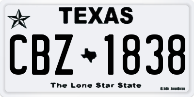 TX license plate CBZ1838