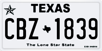 TX license plate CBZ1839