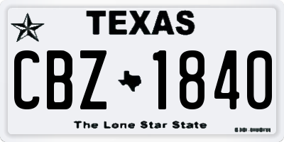 TX license plate CBZ1840