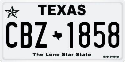 TX license plate CBZ1858