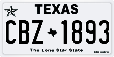 TX license plate CBZ1893