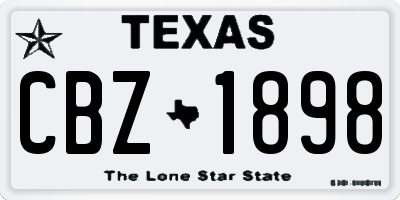 TX license plate CBZ1898