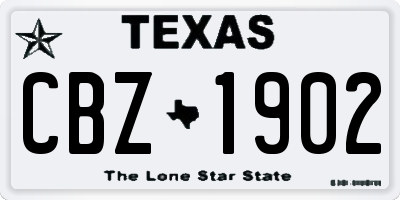 TX license plate CBZ1902
