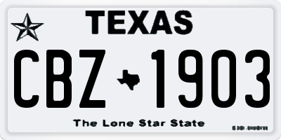 TX license plate CBZ1903