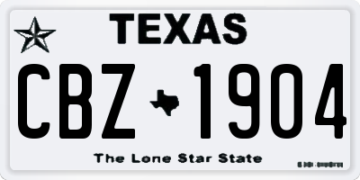 TX license plate CBZ1904