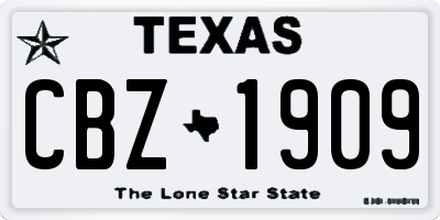 TX license plate CBZ1909