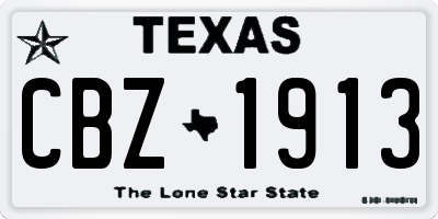 TX license plate CBZ1913