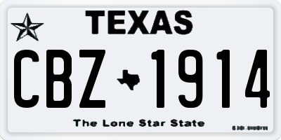 TX license plate CBZ1914