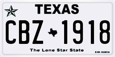 TX license plate CBZ1918