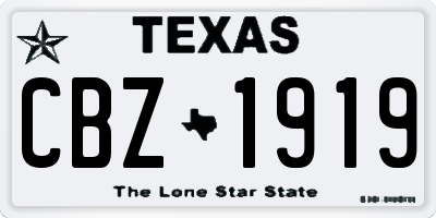 TX license plate CBZ1919