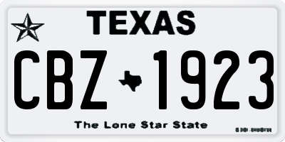 TX license plate CBZ1923