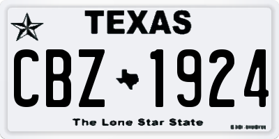 TX license plate CBZ1924