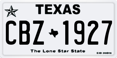 TX license plate CBZ1927
