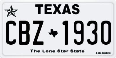 TX license plate CBZ1930