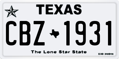 TX license plate CBZ1931