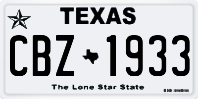 TX license plate CBZ1933
