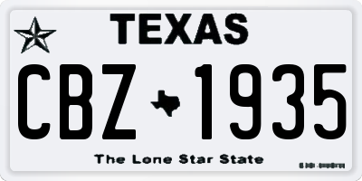 TX license plate CBZ1935