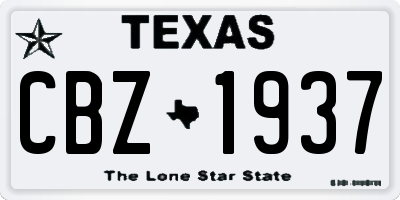 TX license plate CBZ1937