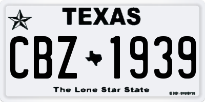 TX license plate CBZ1939