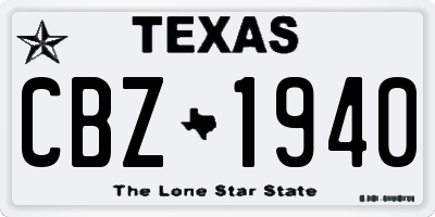 TX license plate CBZ1940