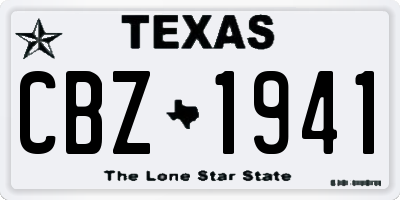 TX license plate CBZ1941