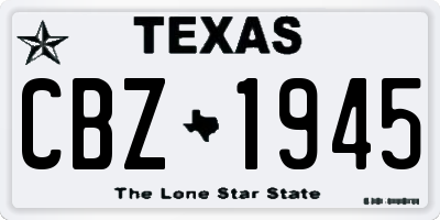 TX license plate CBZ1945