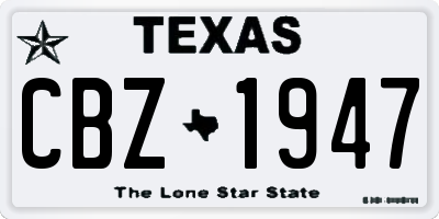 TX license plate CBZ1947