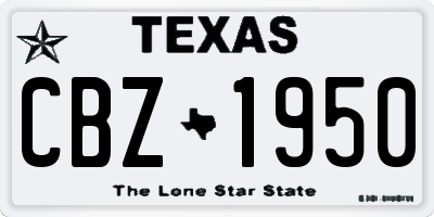 TX license plate CBZ1950