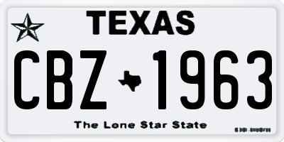TX license plate CBZ1963