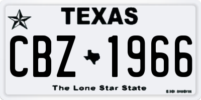 TX license plate CBZ1966