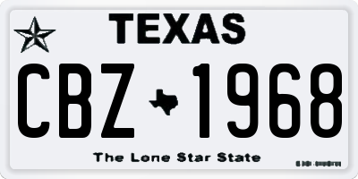TX license plate CBZ1968