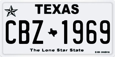 TX license plate CBZ1969